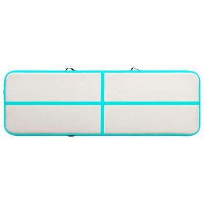 Gymnastiekmat met pomp opblaasbaar 300x100x15 cm PVC groen - thumbnail
