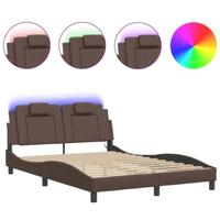Bedframe met LED-verlichting kunstleer bruin 120x200 cm - thumbnail