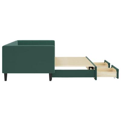 Slaapbank onderschuifbed en lades 90x200 cm fluweel donkergroen