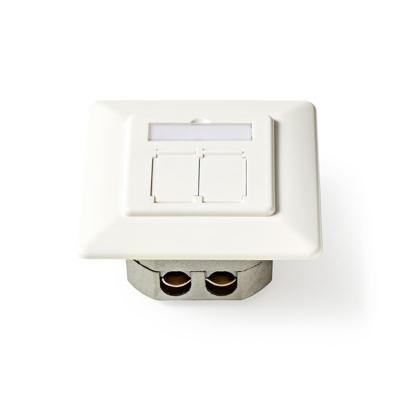Netwerkwandcontactdoos | Cat 6a | 2x RJ45 female - Vlakke montage | Ivoor