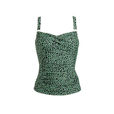 BEACHWAVE tankini bikinitop met stippen groen/zwart