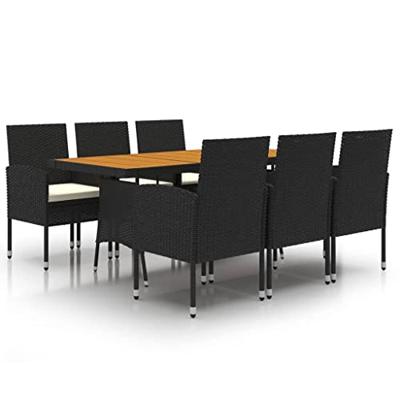 7-delige Tuinset poly rattan zwart