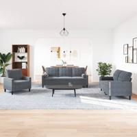 4-delige Loungeset met kussens en bolsters fluweel donkergrijs - thumbnail