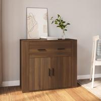 Dressoir 80x33x70 cm bewerkt hout bruin eikenkleur - thumbnail