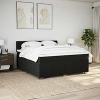 Boxspring met matras stof zwart 200x200 cm - thumbnail
