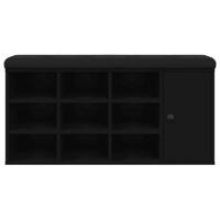 Schoenenbank 102x32x50 cm bewerkt hout zwart - thumbnail