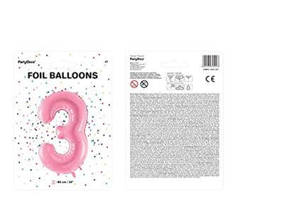 Folieballon cijfer 3 roze 86cm