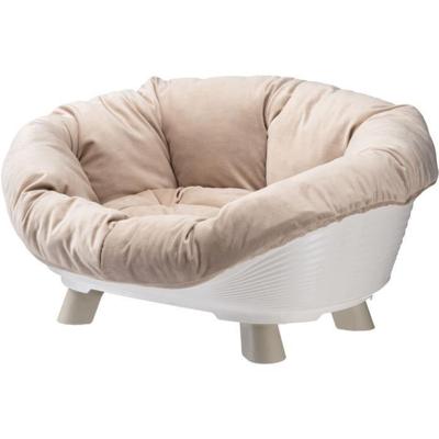 Ferplast Honden- en kattenbed met kussen, wasbaar honden- en kattenbed, gerecycled plastic, verhoogd bed voor kleine honden, ademend en antislip, SOFA' THRONE 64 x 48 xh 29,5 cm, wit