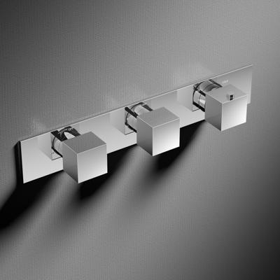 Douchekraan Hotbath Bloke Inbouw Thermostatisch Vierkant Horizontaal Glans Chroom 3 Greeps Douchekraan Hotbath Bloke Inbouw Thermostatisch Vierkant Horizontaal Glans Chroom 3 Greeps