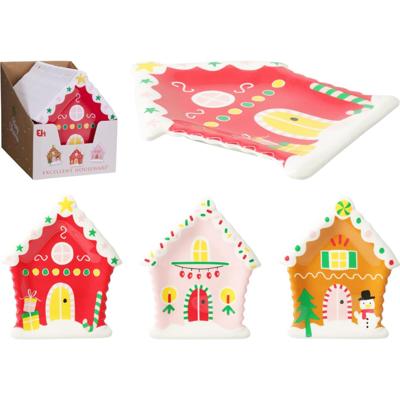 Home & Styling Kerstbord melamine 19,8x16 peperkoekhuis