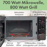 Clatronic MWG 792 Magnetron Zwart 700 W Grillfunctie, Timerfunctie - thumbnail