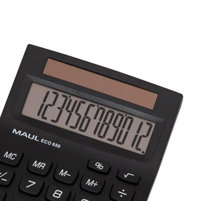Maul ECO 650 Zakrekenmachine Zwart Aantal displayposities: 12 werkt op zonne-energie (b x h x d) 104 x 146 x 33 mm Maul ECO 650 Zakrekenmachine Zwart Aantal displayposities: 12 werkt op zonne-energie (b x h x d) 104 x 146 x 33 mm
