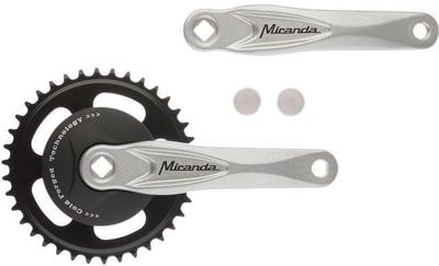 Miranda crankstel alfa 1 38t, cranklengte 170mm.zilver, aluminium, spieloos. met disk