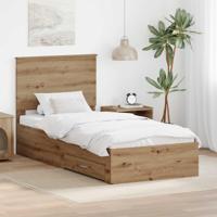 Bedframe met hoofdeinde Artisan Eiken 90 x 190 cm Bewerkt hout - thumbnail