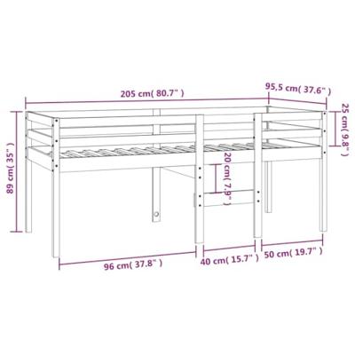 Hoogslaper massief grenenhout wasbruin 90x200 cm