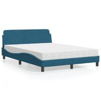 Bed met matras "Dover" fluweel blauw 140x190 cm - thumbnail