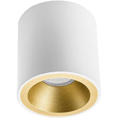 Opbouwspot GU10 Rond Verdiept Mat Wit/Goud Aluminium Ø90mm
