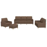 4-delige Loungeset met kussens stof bruin - thumbnail