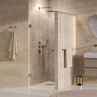 BRAUER Void Carving nisdeur helder glas 80x200 omkeerbaar incl. glascoating PVD goud geborsteld - thumbnail