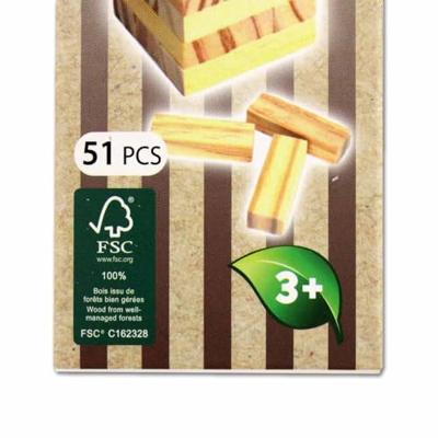 Stapel toren hout 51-delig 17.5x5x5cm