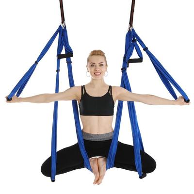 6 behandelt bodybuilding hand stand inelasticiteit luchtfoto yoga hangmat (Sapphire Blue)