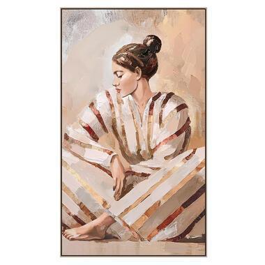 Schilderij Vrouw streep - multikleur - 118x70 cm - Leen Bakker