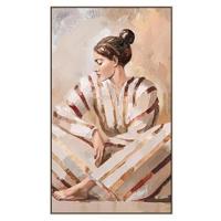 Schilderij Vrouw streep - multikleur - 118x70 cm - Leen Bakker - thumbnail