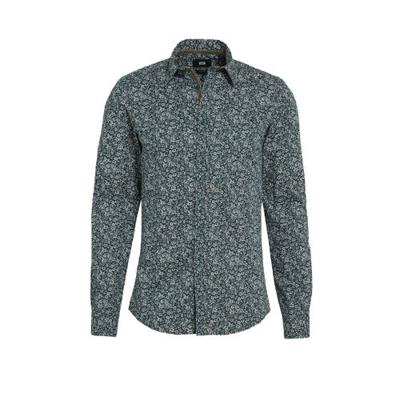 WE Fashion gebloemd slim fit overhemd donkergroen WE Fashion gebloemd slim fit overhemd donkergroen