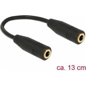 Delock 65896 65896 Jackplug Audio Verlengkabel [1x Jackplug female 3,5 mm - 1x Jackplug female 3,5 mm] Zwart