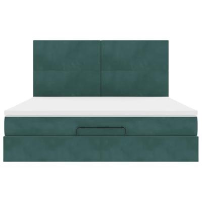 Ottoman bed met matrassen 160x200cm fluweel donkergroen