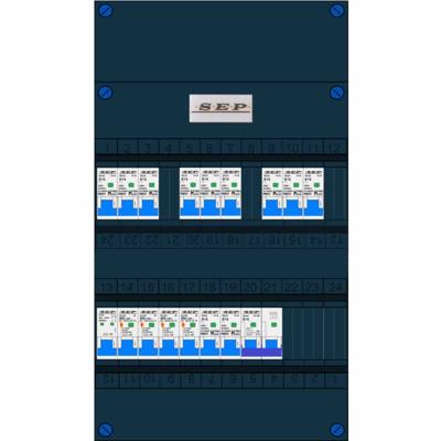 SEP 11 groepenkast 11 installatieautomaat 16A 30mA + kookgroep B16 4 aardleksch. CHB24 230V 1 fase