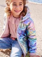 Lichtgewicht jas met iriserend effect voor meisjes regenboog metallic - thumbnail