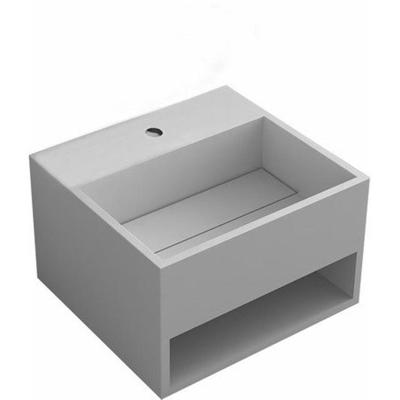 Nemo Stock Java Style kubus handwasbakje met plank 330 x 330 mm mineraalcomposiet wit mat WD3835