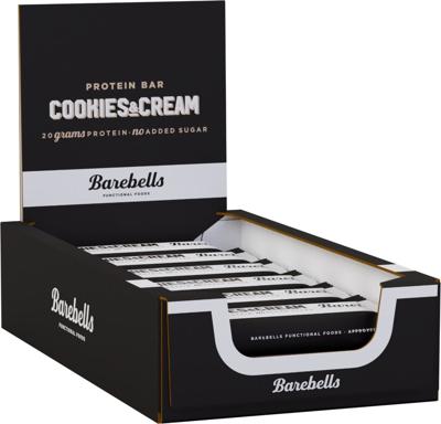 Barebells reep Original Cookies & Cream, 55 g, pak van 12 stuks Barebells reep Original Cookies & Cream, 55 g, pak van 12 stuks