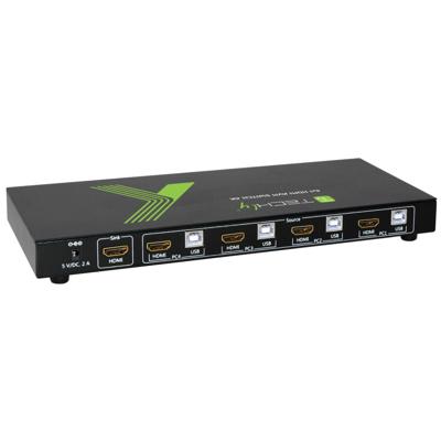 Techly 4x1 USB HDMI KVM Switch 4Kx2K IDATA KVM-HDMI4U Zwart KVM-switch