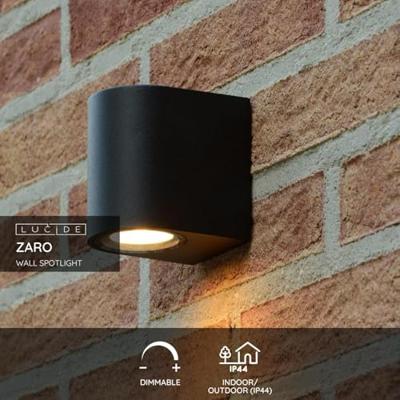 Lucide ZARO - Wandspot / Wandlamp Binnen/Buiten - 1xGU10 - IP44 - Zwart