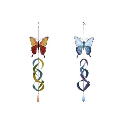 Wanddecoratie Home ESPRIT Blauw Oranje Vlinder Shabby Chic 23 x 13 x 90 cm (2 Stuks)