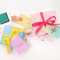 Set houten stempels, 9 stempels + 2 inkten HAPPY BIRTHDAY FOLIA hout - thumbnail