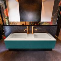 Badkamermeubelset Mondiaz Erin 150 cm met 2 Lades met RIDGE Wastafel Dubbel Linen met 2 kraangaten Greeploos Mat Smag - thumbnail