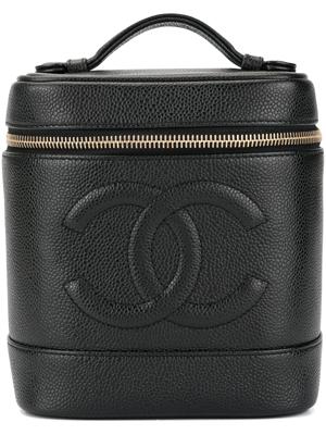 Chanel Pre-Owned CC logos cosmetic vanity hand bag - Black