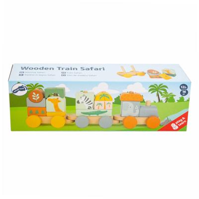 Small Foot houten stapelblokken trein safari, 16dlg.