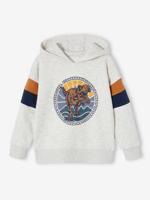 Grafische hoodie met colorblock mouwen voor jongens gemêleerd wit - thumbnail