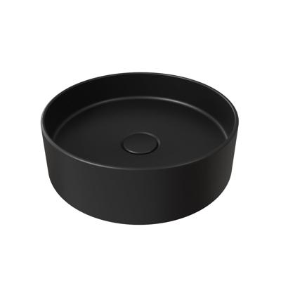 Opbouw Waskom Salenzi Hide Circle 40x12 cm Mat Zwart (inclusief bijpassende afvoerplug)