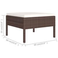 2-delige Loungeset met kussens poly rattan bruin - thumbnail
