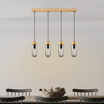 Home sweet home capri hanglamp 4L klein hout/glas - thumbnail