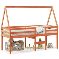 Hoogslaper met dak massief grenenhout wasbruin 75x190 cm - thumbnail