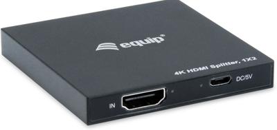 Equip 332715 ultra slim 2-port hdmi splitter, 3840 x 2160p, 4k ultra hd, power-by-usb, black