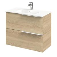 Tiger Pocket Meubelset 80 cm met 2 lades Naturel eik incl Calpe wastafel Hoogglans wit - 800302 - thumbnail