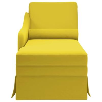Chaise longue met bolster en rechterarmleuning fluweel geel
