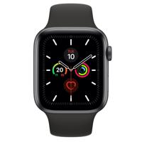 Apple Watch Series 5 44mm Space Gray Aluminium Zwarte Sportband - thumbnail